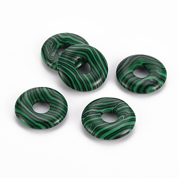 Synthetic Malachite Pendants, Donut/Pi Disc, 18x4.5~5.5mm, Hole: 5.5mm