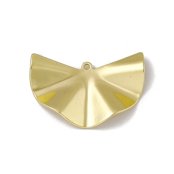 Alloy Pendants, Fan Charm, Light Gold, 23x38x5.5mm, Hole: 1.5mm