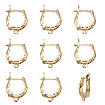 Rack Plating Brass Hoop Earring Findings with Latch Back Closure, Golden, 16.5x11x3mm, Hole: 1mm