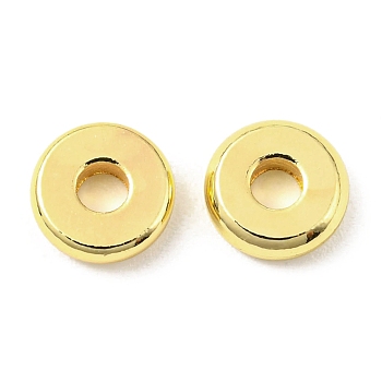 Brass Beads, Cadmium Free & Lead Free, Long-Lasting Plated, Disc, Real 18K Gold Plated, 6x2mm, Hole: 1.8mm
