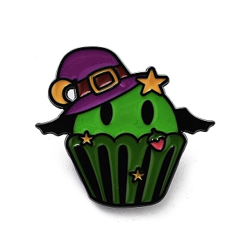 Halloween Cupcake Black Aolly Brooches, Enamel Pins, Hat, 29.5x32.5x1.5mm