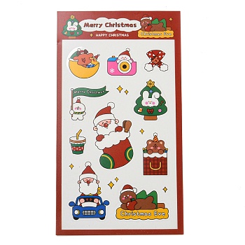 Christmas Theme PET Plastic Stickers, Self-Adhesive Gift Tag Stickers, for Party, Decorative Presents, FireBrick, 200x110x0.1mm, pattern: 25~55x15~50mm