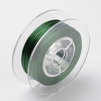 Japanese Eco-Friendly Dyed Flat Elastic Crystal String, Elastic Beading Thread, for Stretch Bracelet Making, Flat, Green, 0.6mm, about 60m/roll(65.62yards/roll)
