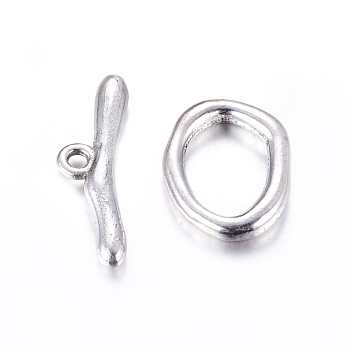 Alloy Toggle Clasps, Lead Free & Cadmium Free & Nickel Free, Antique Silver, Oval: 16x21x3mm, Bar: 9x29mm, Hole: 2mm