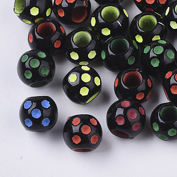 Spray Painted Acrylic Beads, Rondelle, Mixed Color, 9x8mm, Hole: 3.5mm, about 1600pcs/500g