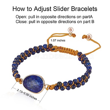 Bracelet de perles tressées en lapis-lazuli naturel(BJEW-SZ0002-54B)-2