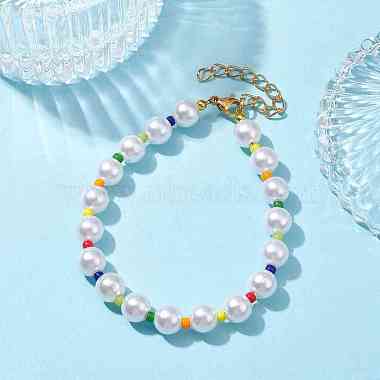 Glass & Acrylic Round Beaded Bracelets(BJEW-JB10076)-4
