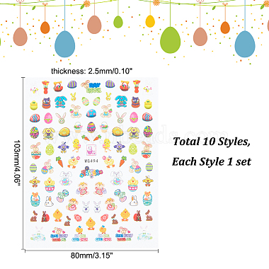 Globleland 10 Sheets 10 Style Paper Nail Art Stickers Decals(DIY-GL0006-05)-2