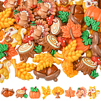 48Pcs 8 Styles Autumn Theme Resin Cabochons, Mixed Shapes, Mixed Color, 20~31x21.5~29.5x5~8.5mm, 6pcs/style(RESI-SC0036-38)