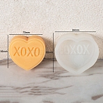 DIY Silicone Heart with Word Soap Molds, for Handmade Soap Making, Valentine's Day, White, 84x80x34mm(PW-WG13454-07)