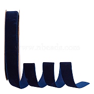 Velvet Ribbon, Single Side, for Gift Packing, Party Decoration, Dark Blue, 1 inch(25mm), about 18.59~19.69 Yards(17~18m)/Roll(SRIB-WH0006-18F)