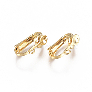 304 Stainless Steel Clip-on Earrings Findings, with Loop, For Non-pierced Ears, Real 18k Gold Plated, 16x12x7.5mm, Hole: 1.8mm(STAS-L234-136G)