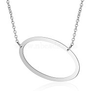 201 Stainless Steel Initial Pendants Necklaces, with Cable Chains, Letter, Letter.O, 17.3~18.3 inches(44~46.5cm)x1.5mm; LetterO: 37x22.5x1mm(NJEW-S069-JN003D-O)