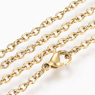 Real 24K Gold Plated Brass Cable Chain Necklaces, with Brass Lobster Claw Clasps, Golden, 18.9 inch(NJEW-R165-09)