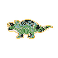 Dinosaur Theme Alloy Brooches, Enamel Lapel Pin, for Backpack Clothes, Golden, Triceratops Pattern, 13x30mm(DRAG-PW0001-68E)