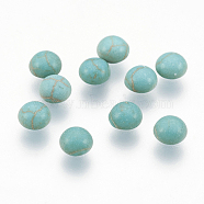 Craft Findings Dyed Synthetic Turquoise Gemstone Flat Back Dome Cabochons, Half Round, Dark Cyan, 4x2mm(X-TURQ-S266-4mm-01)