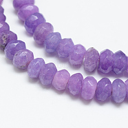 Natural White Jade Bead Strands, Dyed, Faceted, Rondelle, Dark Orchid, 4x3mm, Hole: 1mm, about 110~113pcs/strand, 13.78~14.17 inch(35~36cm)(X-G-R409-3x5-05)