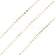 Brass Cable Chains, Soldered, Real 14K Gold Filled Chains, Real 14K Gold Plated, Link: 1.6x1.3x0.1mm(CHC-M023-09G)
