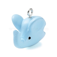 Opaque Resin Pendants, Animal Charms with Platinum Plated Iron Loops, Elephant, 17.5x21x10mm, Hole: 2mm(RESI-Z014-01N)