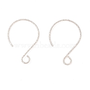 925 Sterling Silver Earring Hooks, Balloon Ear Wire with Loops, Silver, 24x16x0.5mm, Hole: 3mm, Pin: 0.5mm(STER-NH0009-01B)