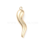 Rack Plating Brass Pendants, Horn of Plenty/Italian Horn Cornicello Charms, Long-Lasting Plated, Cadmium Free & Lead Free, Real 18K Gold Plated, 29.5x7.5x6mm, Hole: 1.2mm(KK-L155-59G)