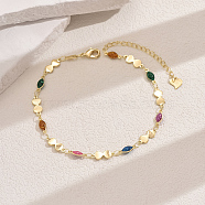 Fashionable Vintage Brass Colorful Enamel Ladies Anklets, 18K Gold Plated, Bowknot, 9-1/8 inch(230mm)(ME1794-3)