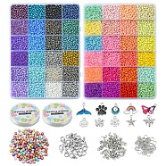 DIY Letter Bracelet Necklace Making Kit, Including Round Seed & Acrylic Beads, Rainbow & Cloud & Snowflake & Butterfly Alloy Pendants, Mixed Color(DIY-YW0006-24)