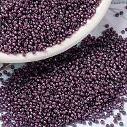 MIYUKI Round Rocailles Beads, Japanese Seed Beads, (RR386) Fancy Lined Aubergine, 15/0, 1.5mm, Hole: 0.7mm, about 5555pcs/bottle, 10g/bottle(SEED-JP0010-RR0386)