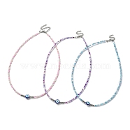 3Pcs 3 Color Alloy Enamel Evil Eye & Seed Beaded Necklaces Set, Mixed Color, 17.91~18.11 inch(45.5~46cm), 1Pc/color(NJEW-JN04355)
