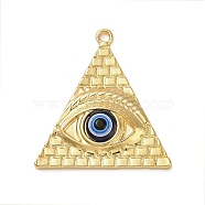 Alloy Egyptian Pyramid Eye Pendants, Evil Eye Resin Charms, Golden, 37x35x5mm, Hole: 2mm(PALLOY-K021-04G)