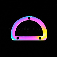 201 Stainless Steel Chandelier Components Links, Laser Cut, Semicircle, Rainbow Color, 13.5x20x1mm, Hole: 1.4mm(STAS-N090-LA603)