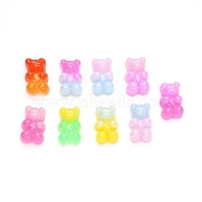 Gradient Color Opaque Resin Cabochons, with Glitter Powder Bear, Mixed Color, 17.5x11x6.5mm(X-CRES-R196-02)
