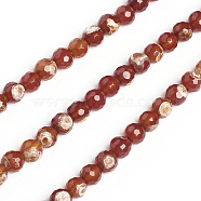 Natural Agate Beads Strands, Round, Faceted, Dyed & Heated, 6mm, Hole: 1.2mm, about 65pcs/strand, 15.35 inch(39.5cm)(G-E560-D01-6mm)