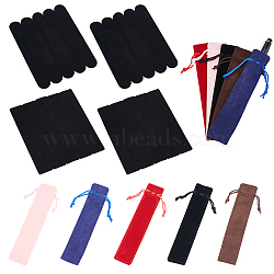 Elite 40Pcs Rectangle & Oval Velvet Pen Drawstring Bag, with Polyester Cord, for School Office Packaging Storage Supplies, Mixed Color, 155~175x25~37x0.7~1.5mm, 40pcs/set(AJEW-PH0003-26)