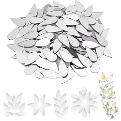 150Pcs Teardrop Glass Cabochons, Mirror Effect Mosaic Pieces, Mosaic Tiles for Arts DIY Crafts, Silver, 35x16.5x1~1.3mm(DIY-OC0001-39A)