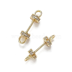 Brass Micro Pave Clear Cubic Zirconia Connector Charms, Flat Round Links, Long-Lasting Plated, Real 18K Gold Plated, 18x5mm, Hole: 2mm(KK-K361-01G)