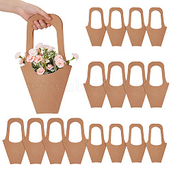 24Pcs 2 Styles Portable Kraft Paper Flower Gift Bags, with Handles, for Bouquet Packaging, BurlyWood, 35.5~42.1x18.9~23x0.12cm, 12pcs/style(CARB-NB0001-10)