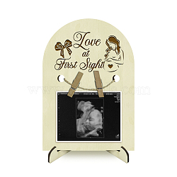 Arch Shape Wood Announcement Picture Frame Stand, for First Time Moms Baby Sonogram Frames, Human, 180x125x4mm, Hole: 10mm(DJEW-WH0070-005)