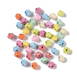 Spray Paint Alloy Beads, Flower, Mixed Color, 7x5.5mm, Hole: 1mm(PALLOY-H145-07)