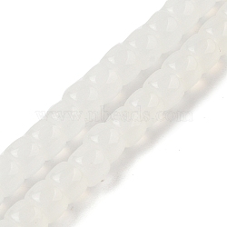 Baking Plating Glass Beads Strands, Imitation Jade, Barrel, White, 8x6mm, Hole: 1.4mm, about 59pcs/strand, 14.17''(36cm)(GLAA-H036-01B)