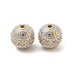 Alloy Enamel Beads, with Rhinestone, Round, Golden, 12x11.5mm, Hole: 1.8mm(FIND-E044-21G)