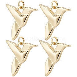 Brass Pendants, Hummingbird, Real 18K Gold Plated, 22x24.5x5mm, Hole: 3.5mm, 6pcs/box(KK-BBC0003-22)