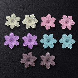 Transparent Acrylic Beads, Frosted, Flower, Mixed Color, 21x19x5.5mm, Hole: 1.6mm, about 930pcs/500g(MACR-S373-117-D)