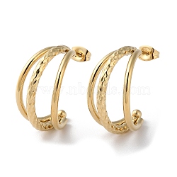 304 Stainless Steel Stud Earrings, Split Earrings, Real 14K Gold Plated, 24.5x18.5mm(STAS-Z052-18G)