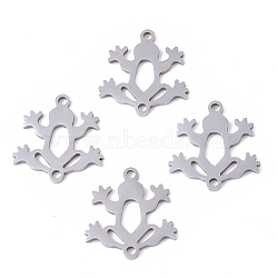 201 Stainless Steel Links connectors, Laser Cut, Frog, Stainless Steel Color, 15.5x15x1mm, Hole: 1.4mm(STAS-R104-035P)