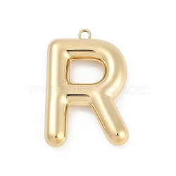 304 Stainless Steel Pendants, Ion Plating(IP), Letter Charm, Letter R, 38x24.5x6.5mm, hole: 2.3mm(STAS-I325-146G-R)