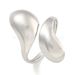 Non-Tarnish Teardrop 304 Stainless Steel Open Cuff Finger Rings for Women, Stainless Steel Color, 27mm, Inner Diameter: 17mm(RJEW-P114-03P)