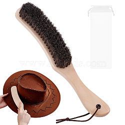 Horsehair Hat Cleaning Brushes, with Wood Handle and Rectangle PEVA Storage Bag, Mixed Color, 275x44x37mm(HOUS-GA0001-01)