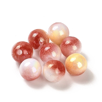 Opaque Acrylic Beads, Gradient Colorful, Round , FireBrick, 8mm, Hole: 1.8mm, about 2083pcs/500g