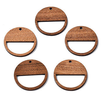 Walnut Wood Pendants, Flat Round, Camel, 30x2mm, Hole: 2mm